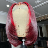 Reese | Red Highlight 99J Layered Bob Human Hair Bob Lace Front Wig