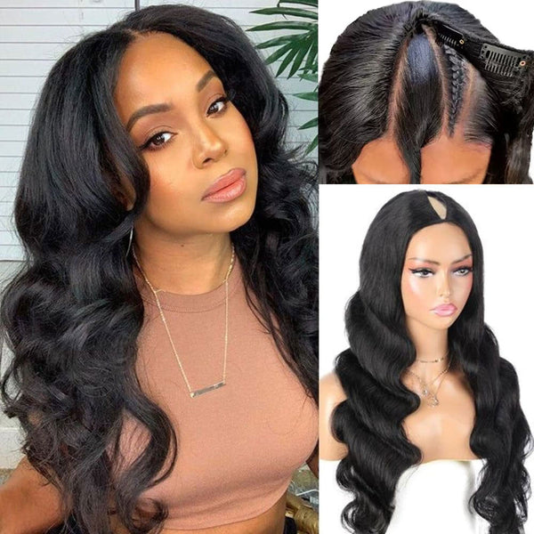 Natural V Part Wig No Leave-out Glueless Human Hair Wigs