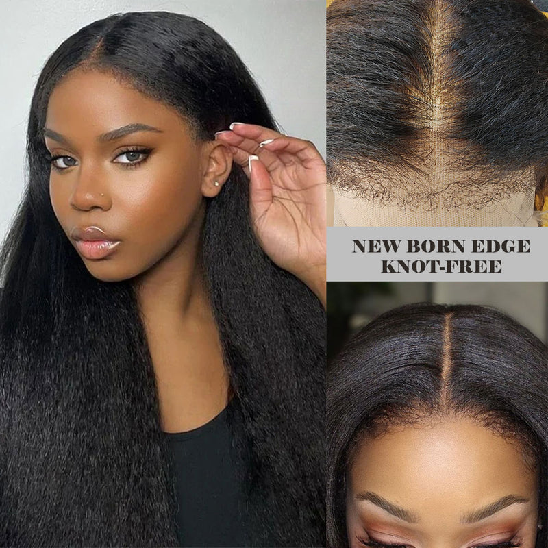 [NEW BORN EDGE + KNOT-FREE] 13x6 Skin Melt HD Lace Human Hair Frontal Wig Highlight Yaki