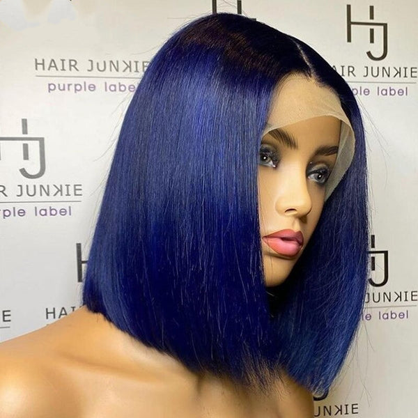 {50% OFF} Ombre Blue Preplucked Virgin Human Hair Lace Wigs