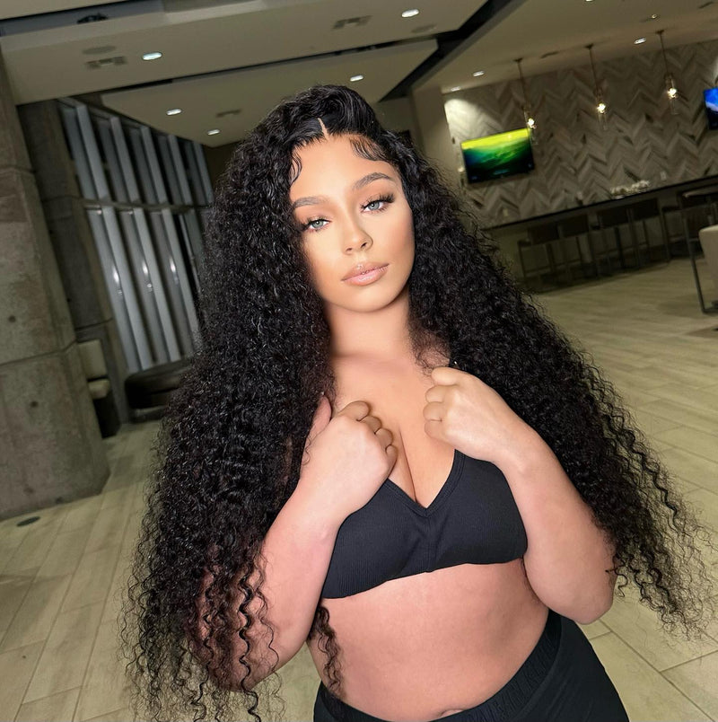 CLEARANCE 360 Lace Invisible Strap 250% Human Hair Lace Wig Curly