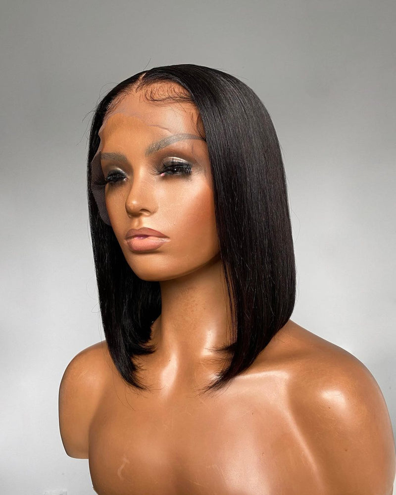 {50% Off} 13x6 Preplucked Human Hair Bob Lace Front Wig