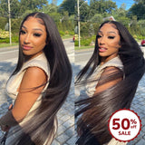 {50% Off} Super Long Straight Human Hair Full Lace Wig