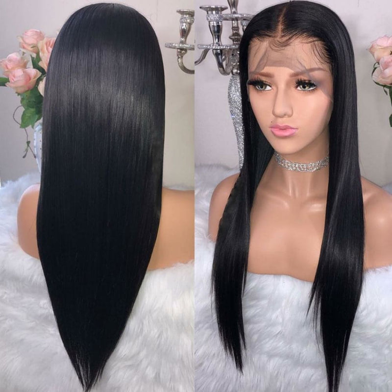 24 Jet Black Long Straight Lace Front Wig NEW -  Canada